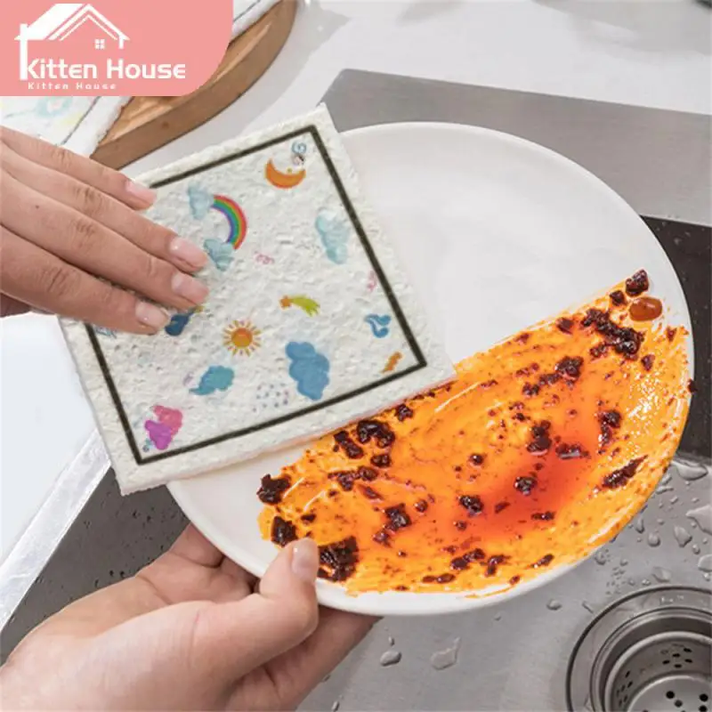 

Полотенце для мытья посуды, креативная впитывающая тряпка из древесной целлюлозы, без ворса, кухонные аксессуары