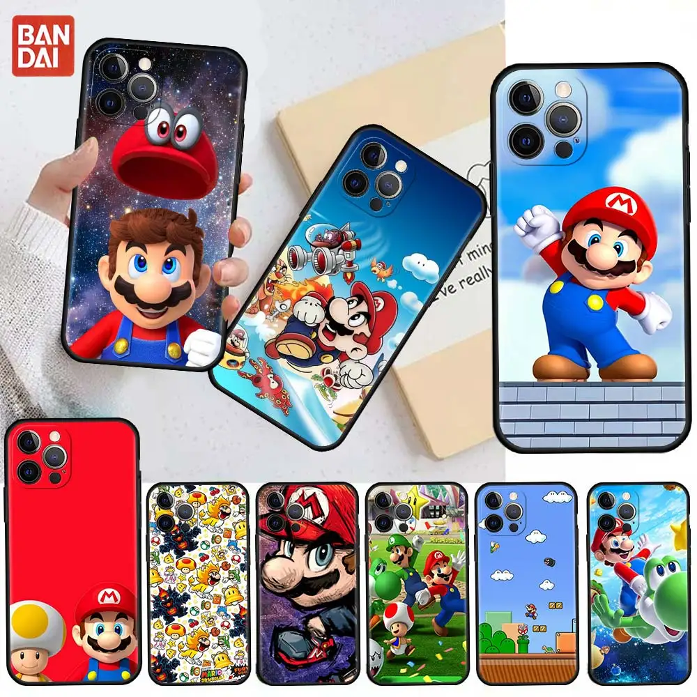 

Super Mario Game Case For Apple iPhone 11 13 12 Pro 7 XR X XS Max 8 6 6s Plus 5 5S SE 2022 Black Soft Phone Cover Bag