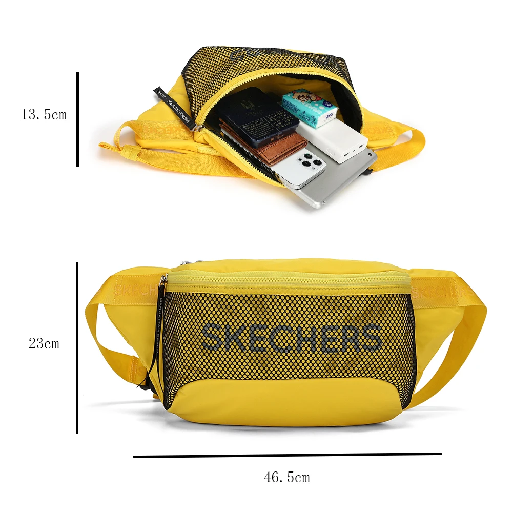 SKECHERS Chest Bag Fanny Pack Waterproof Beltbag for Travel Outdoor Sport Lightweight Crossbody Bag Shoulder Bag for Men Boys