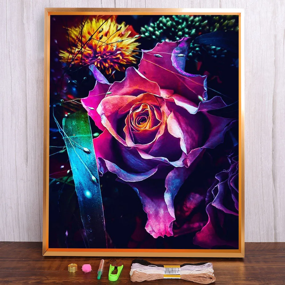 

Flowers Printed Fabric 11CT Cross-Stitch DIY Embroidery Patterns DMC Threads Handmade Handiwork Sewing Painting Package