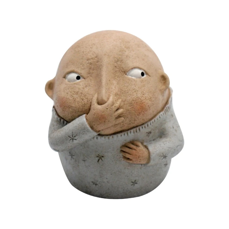 

Boy Holding Nose Sculpture Primitive Figurine Funny Bathroom Decorations Resin Craft Desktop Statue Ornament 6.3” High