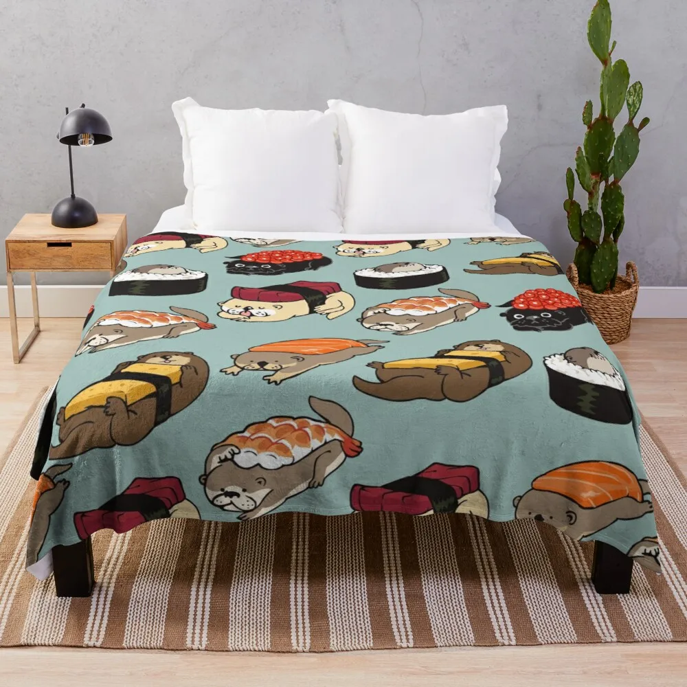 

Sushi Otter Throw Blanket fashion sofa blankets retro blankets brand blankets shaggy blanket