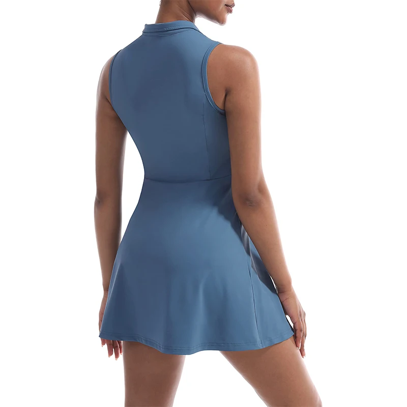 CUGOAO 2pcs Fashion Tennis Dresses with Shorts Side Slit Women Golf Badminton Dress Suit Casual Outdoor Running Sportswear