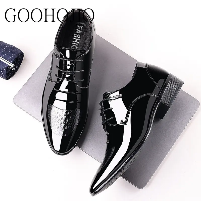 

Men Wedding Shoes Microfiber Leather Formal Business Pointed Toe for Man Dress Shoes Men's Oxford Flats Plus Size 38-48