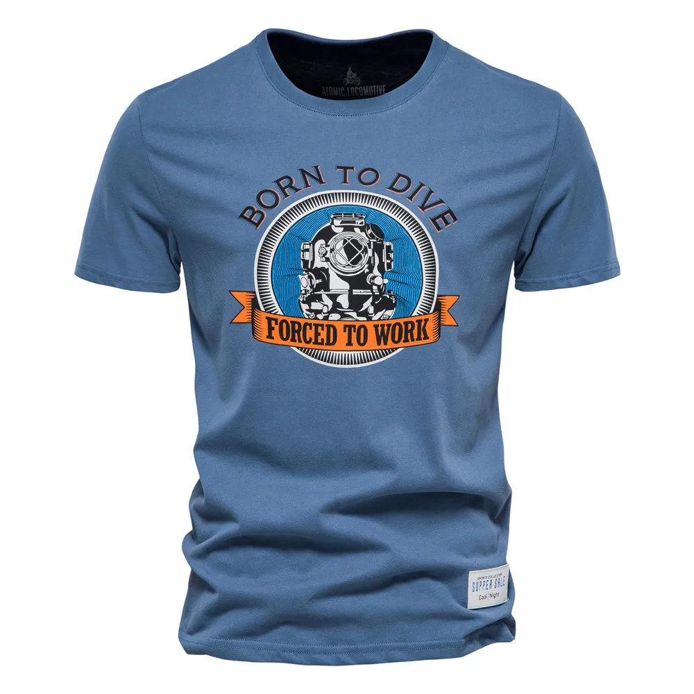 

2022 Summer Printed Men's Short Sleeve T-shirt Round Collar Bottom Versatile Short Sleeve T-shirt