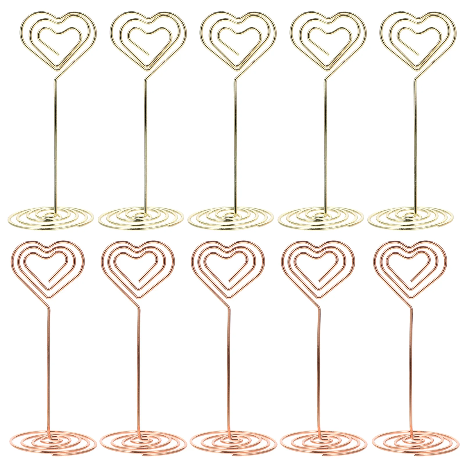 

10pcs Heart Shaped Photo Clips Metal Note Holder Business Cards Storage Rack