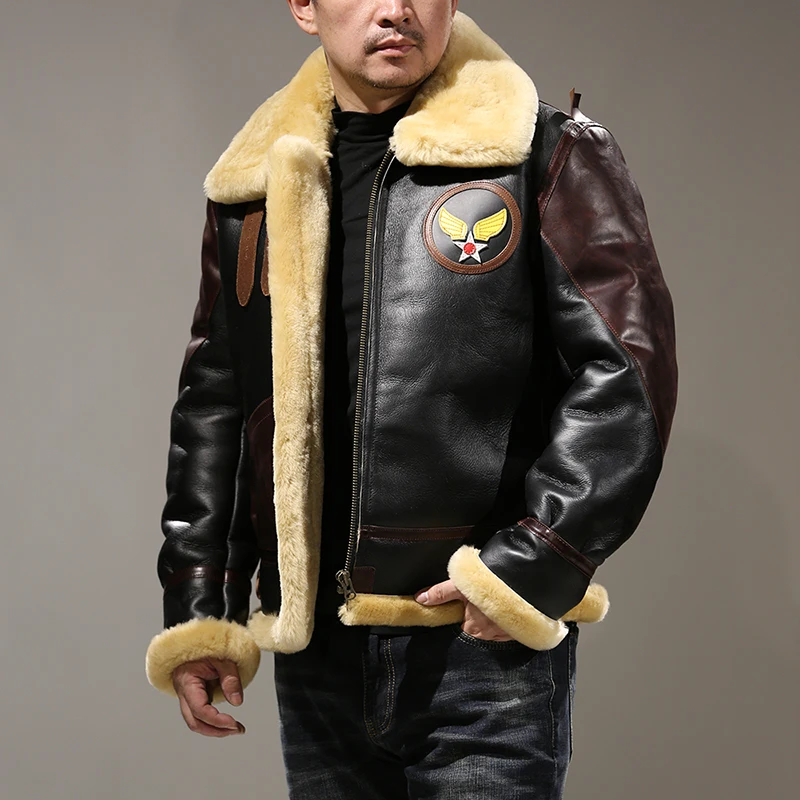 Зима B3 утолщенная искусственная кожа Мужская Роскошная оригинальная коровья с