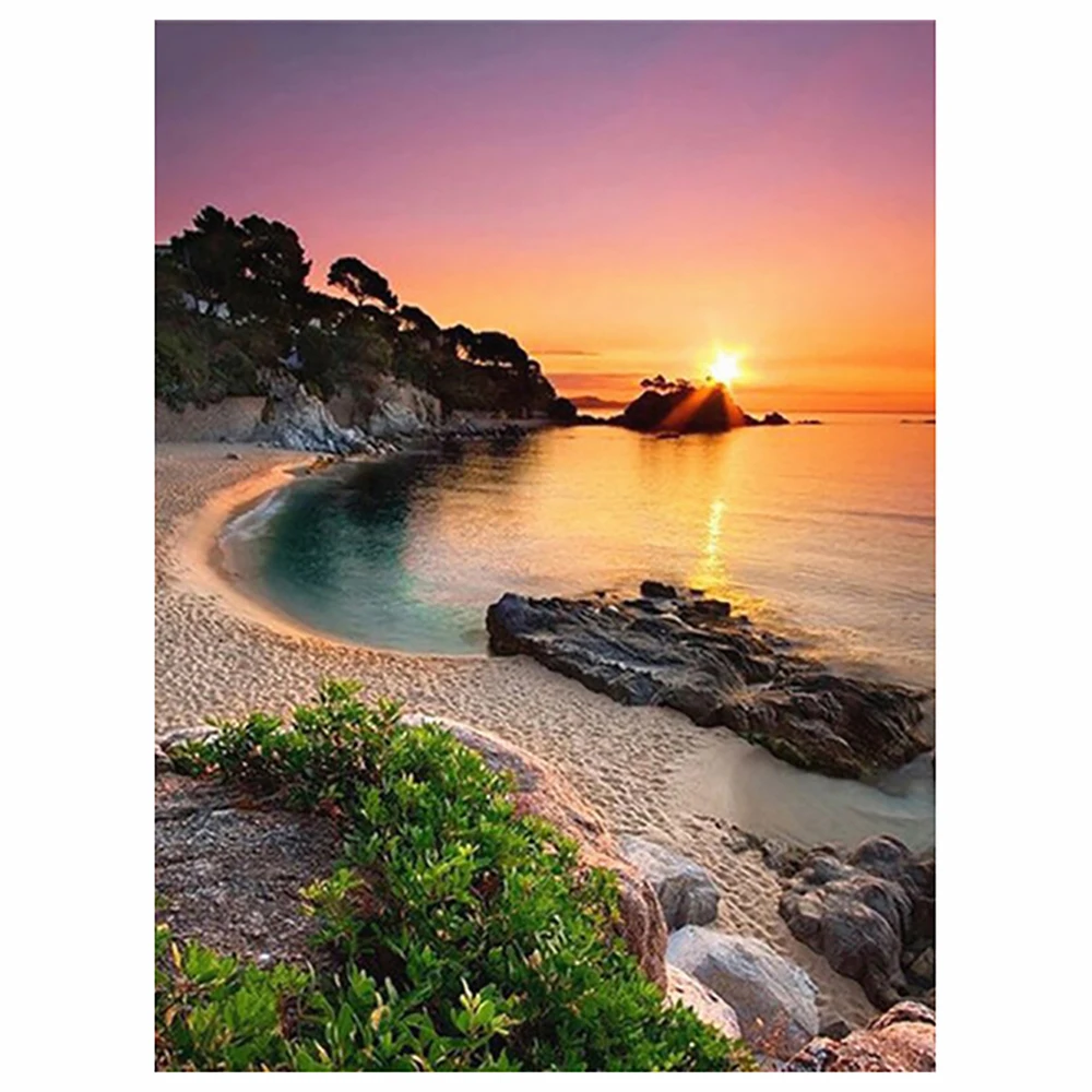 

KamyYi 5d Diamond Painting Beach Scenery Mosaic Handmade Full Square/Round Diamond Embroidery Home Decoration