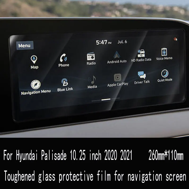 

Tempered glass film For Hyundai Palisade 10.25 inch Car infotainment radio gps Navigation Screen Protector Dashboard