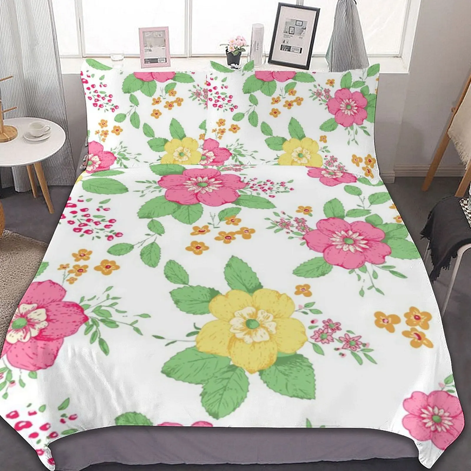 

Shabby Chic Rose Background Vinyl Wall Mural Th 3-Piece Bedding Set (1 Duvet Cover + 2 Pillow Shams) Bedding Bag