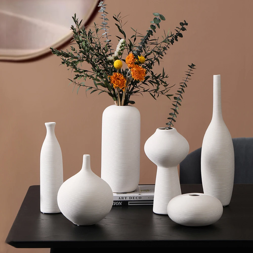 

Nordic Ceramic Vase Home Decoration Accessories Vases for Interior Living Room Decoration White Vases Plant Pots Decorative Gift
