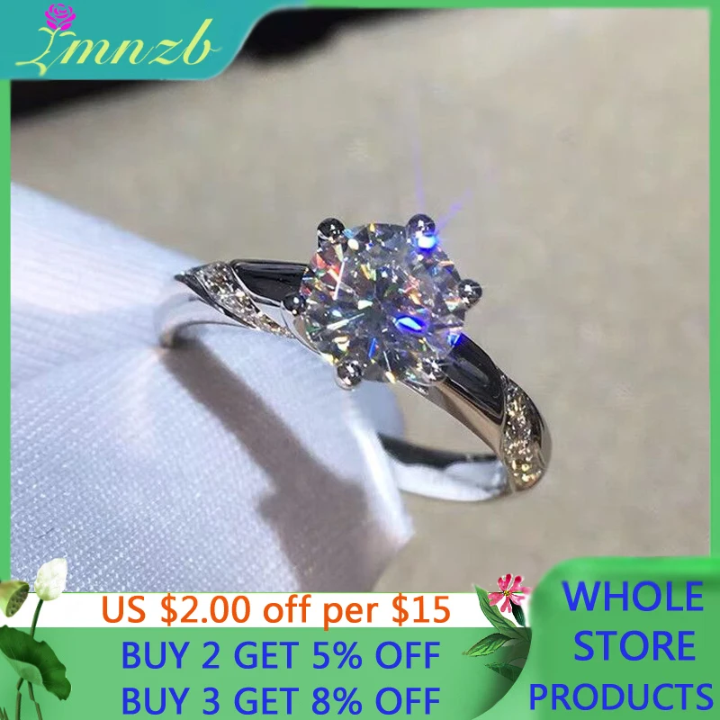 

LMNZB Fashion Silver Color Rings for Women Top Cubic Zirconia Ring White Gold Plating Bridal Wedding Engagement Jewelry R363
