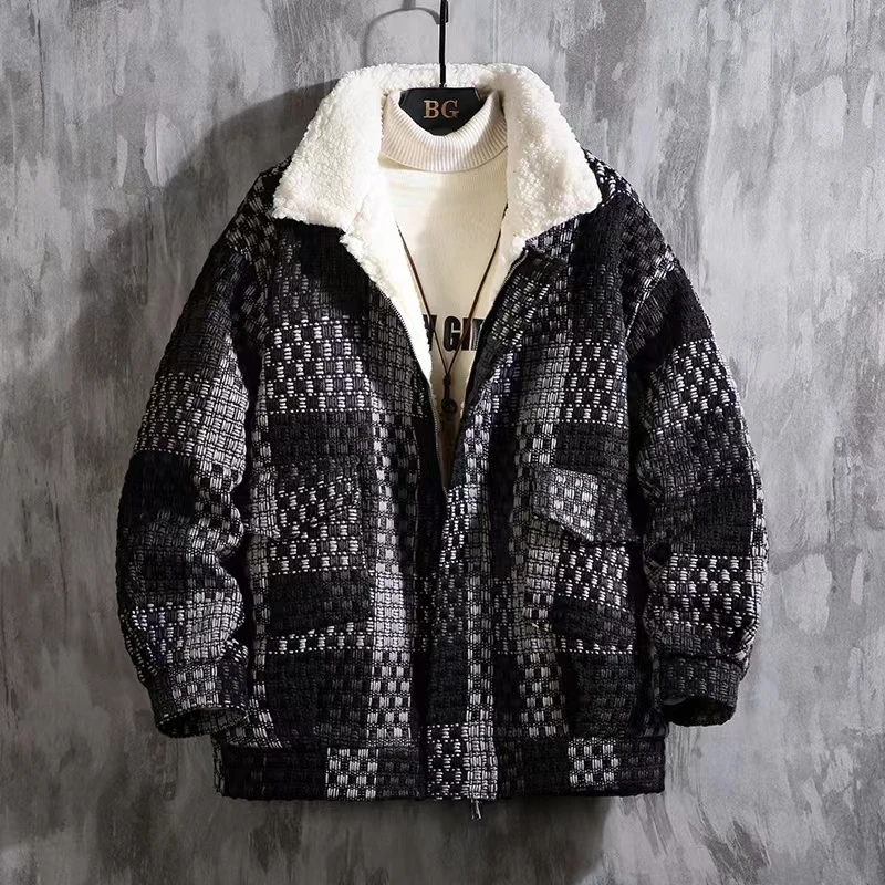 

Autumn Winter Men's Thick Sweatercoat Collar Zipper Sweater Coat Outerwear Winter Fleece Cashmere Liner SweatersTurn-down Collar