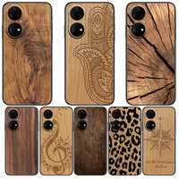 wood texture phone case for huawei p50 p40 p30 p20 10 9 8 lite e pro plus black etui coque painting hoesjes comic fas