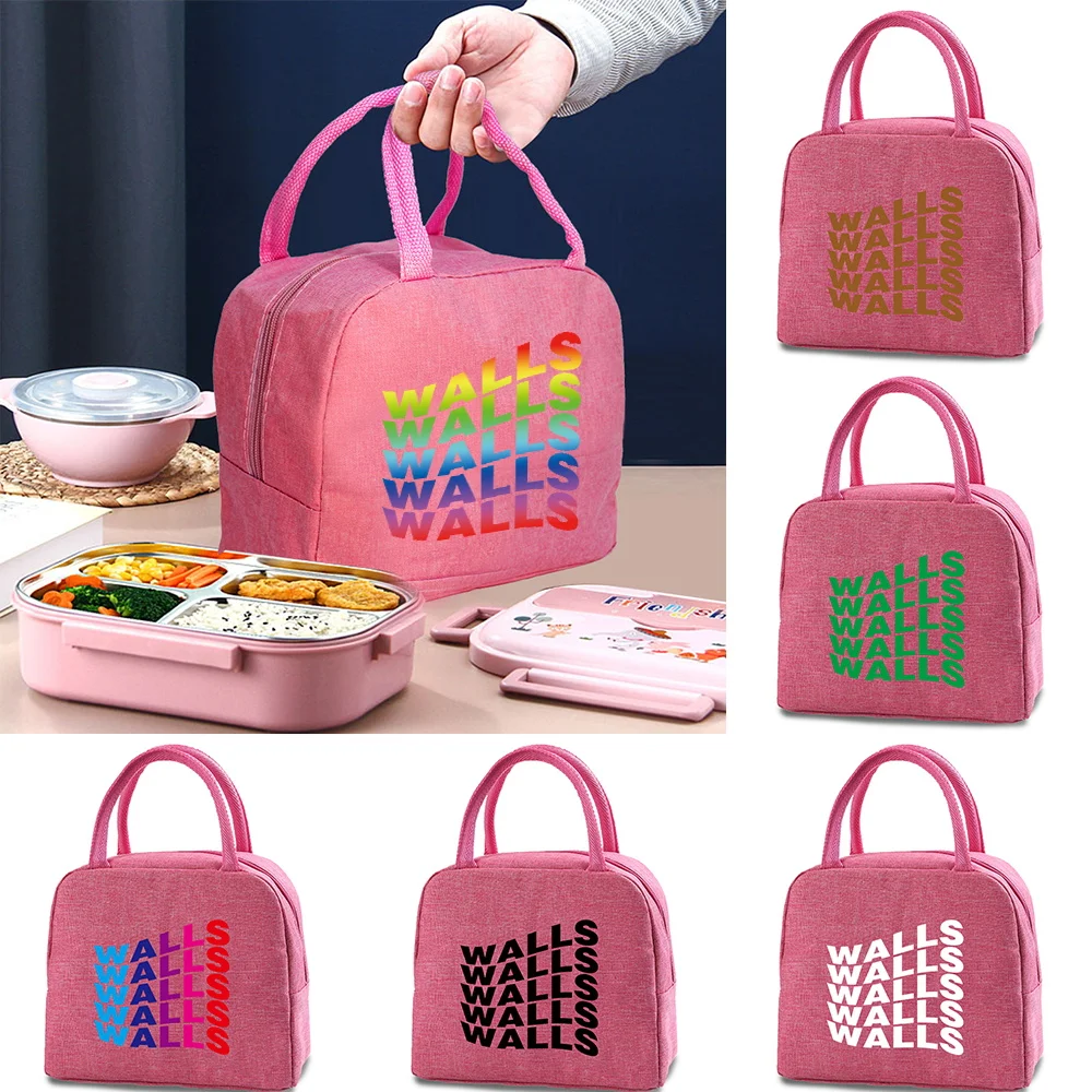 

Children Lunch Box Bags Zipper Dinner Bag for Women Work Portable Picnic Thermal Pack Walls Print Cooler Food Insulated Handbags