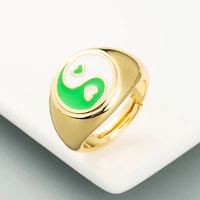 fashion gold color multicolor tai chi gossip open ring punk vintage geometric adjustable ring for women jewelry gift