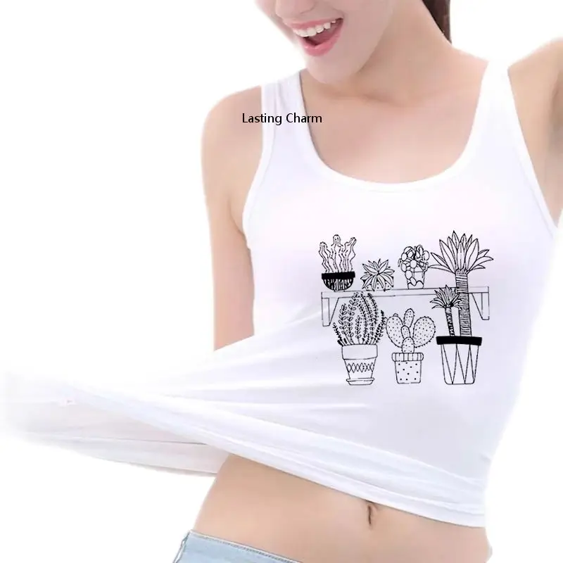 Майка женская с принтом растений, топ без рукавов для занятий йогой и спортом, жилет для спортзала