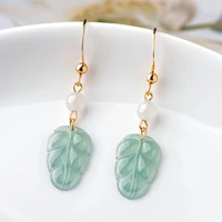 burmese jade leaf earrings chinese vintage natural charm amulet carved gemstone jewelry 925 silver blue women certificate