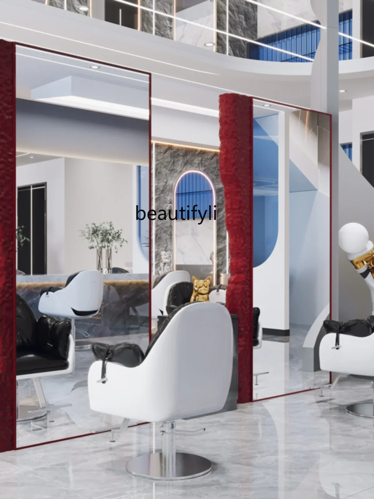 

Hair Cutting Mirror for Hair Salon Single-Sided Floor Mirror Hair Salon Light Luxury Hot Dyeing Dressing Table