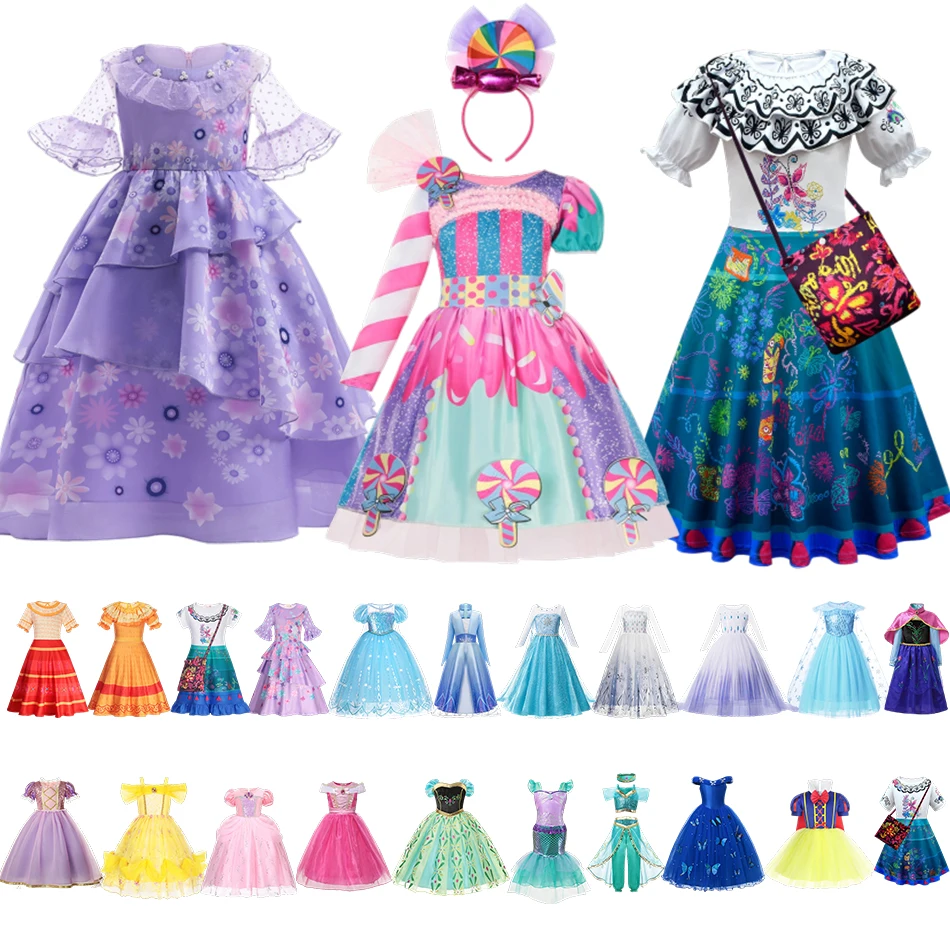 Disney-vestido encantador para niñas, disfraz de Elsa de Frozen, para fiestas de Halloween y Cosplay