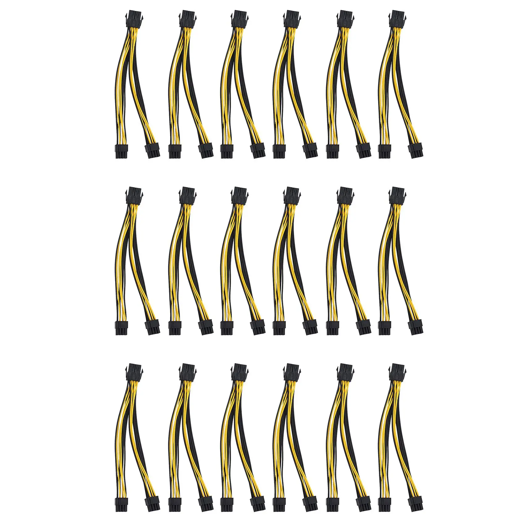 

PCIe 8 Pin to 2 x 8 Pin (6+2) PCI Express Adapter Power Cable PCIE Y - Splitter Extension Cable 8 Inches (18 Pack)