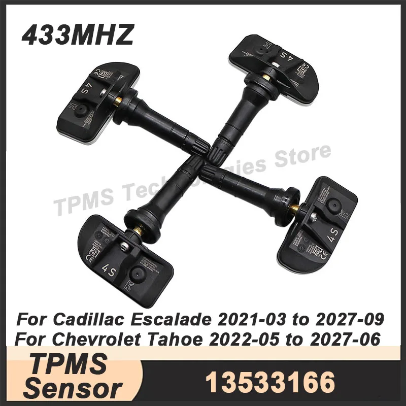 

4 шт. 433 МГц 13533166 TPMS датчик контроля давления в шинах для Chevrolet Tahoe 2022-2027 Cadillac Escalade 2021-2027 13542523