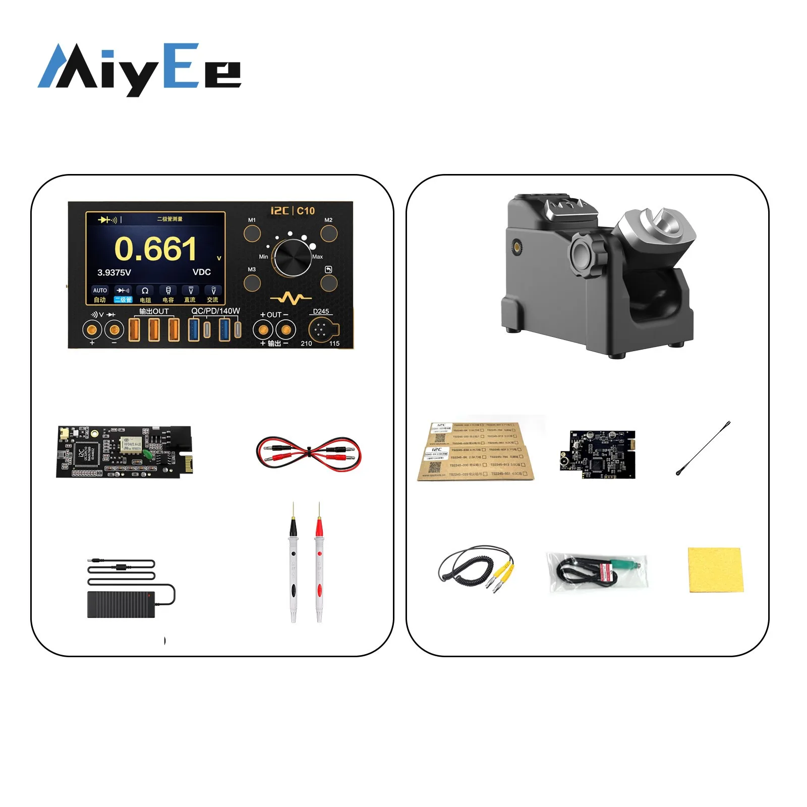 i2C C10 4-канальный 280-ваттный волтоватметр с функцией измерения формы волны, двухканальный источник питания для сверхбыстрой зарядки, тестер напряжения диодов, мультиметр для ремонта мобильных телефонов. (art.: 3920dd15e1d84) - 3920dd15e1d84