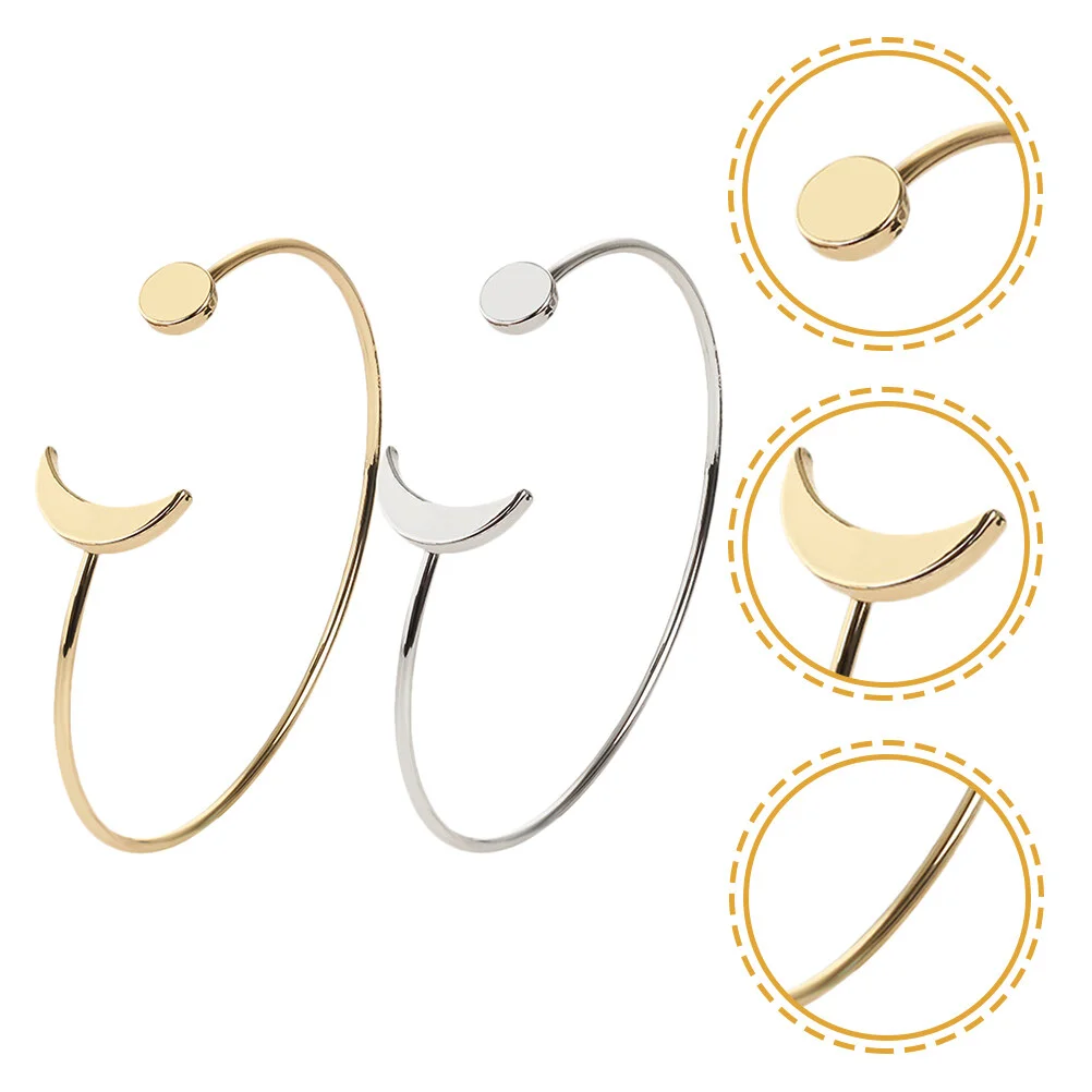 

2 Pcs Wristband Girls Trendy Bracelet Bracelets Adjustable Alloy Women Jewelry Miss Moon Decorations