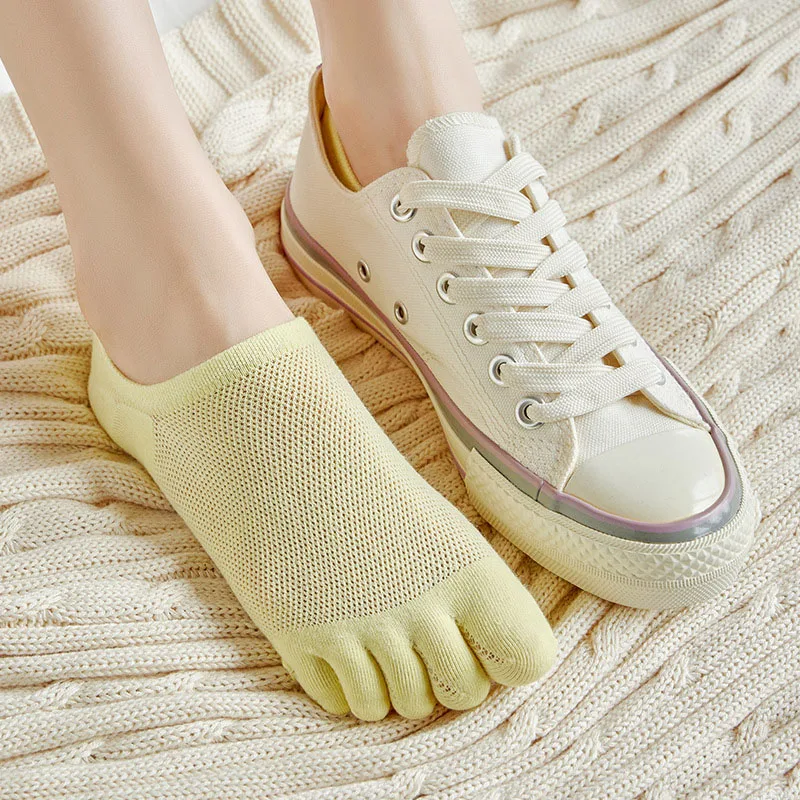 3Pairs Toe Socks Fashion Breathable Invisible Cotton Women Boat Sock Ultrathin Elastic Silicone Non-slip Women's Sox Calcetines