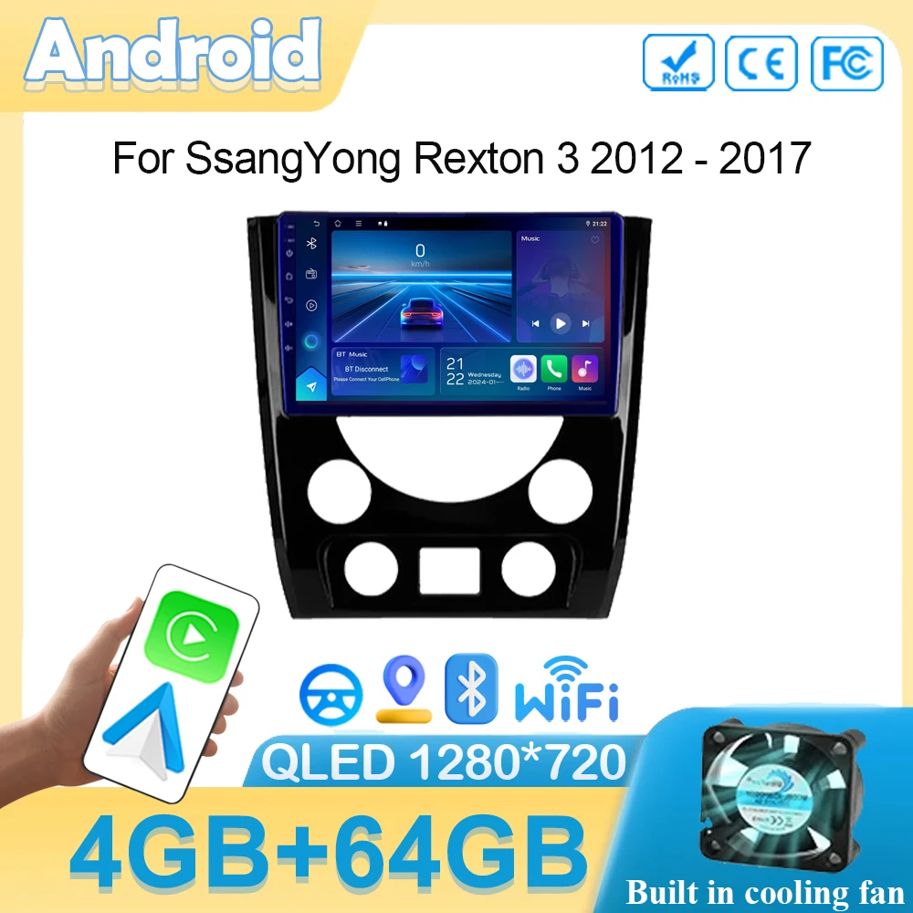 Автомагнитола на Android для SsangYong Rexton 3 2012-2017 стереомагнитола с Wi-Fi BT 2 Din GPS-навигация