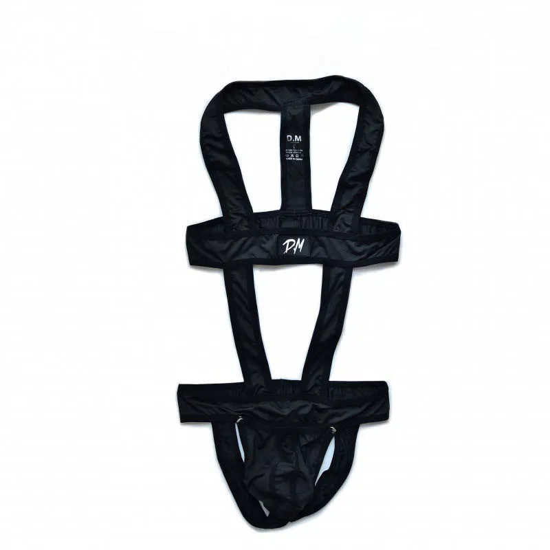 Men's Underwear Sexy Fashion BDSM Bondage Jumpsuit  G-string Trousers Polyester Sexy Double Ding Trousers Shoulder Belt