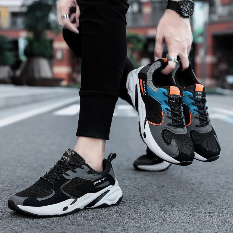 Men Running Sneakers Autumn Fashion Comfortable Non Slip Casual Sports Walking Mens Shoes Round Toe Thick Sole Zapatillas Hombre