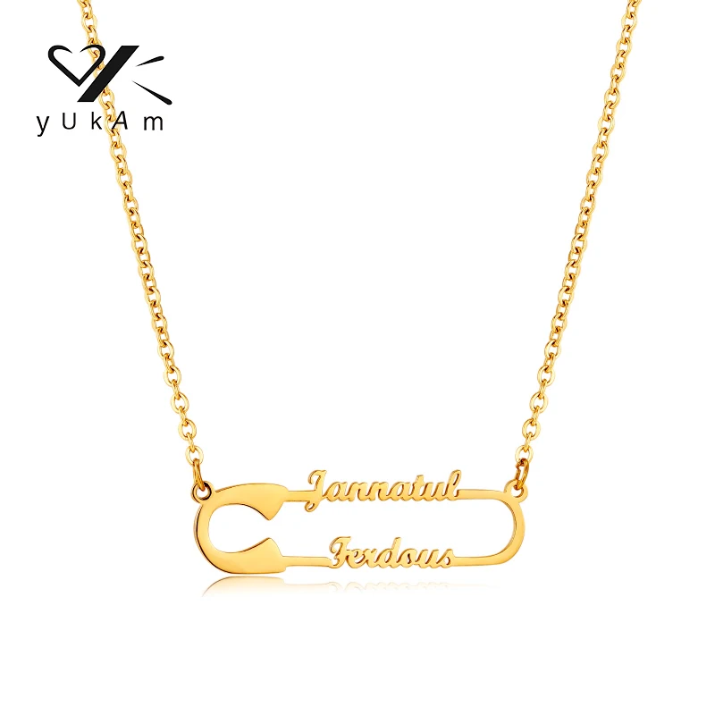 YUKAM Personalised Necklace Trendy Women's Stainless Steel Jewelry Special Necklaces Woman Custom Pendant Valentine Name Gift