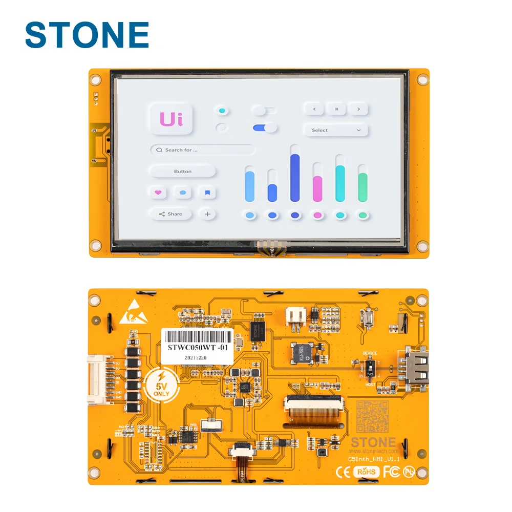 5.0 inch Intelligent HMI TFT LCD Touch Module with Controller+Program to Replace HMI&PLC