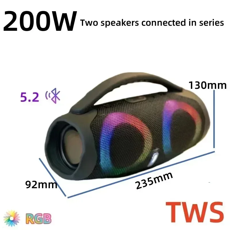 Портативный водонепроницаемый 100 Вт высокой мощности Bluetooth-динамик RGB красочный