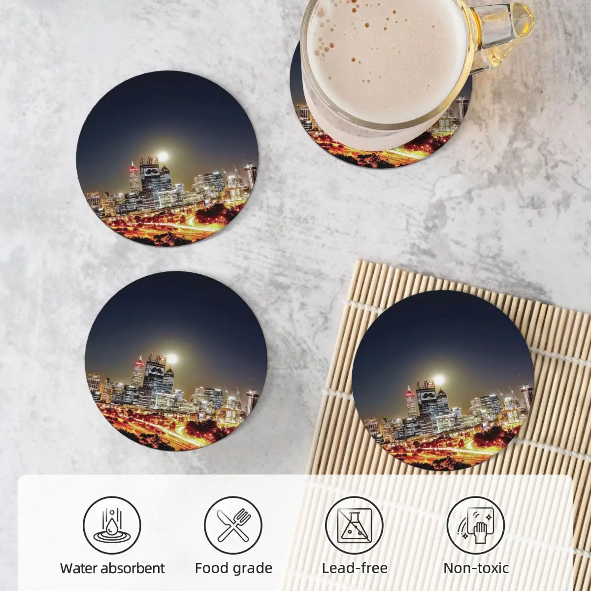 Керамические подставки Perth City 3 для кухонного бара (4 шт. в упаковке)