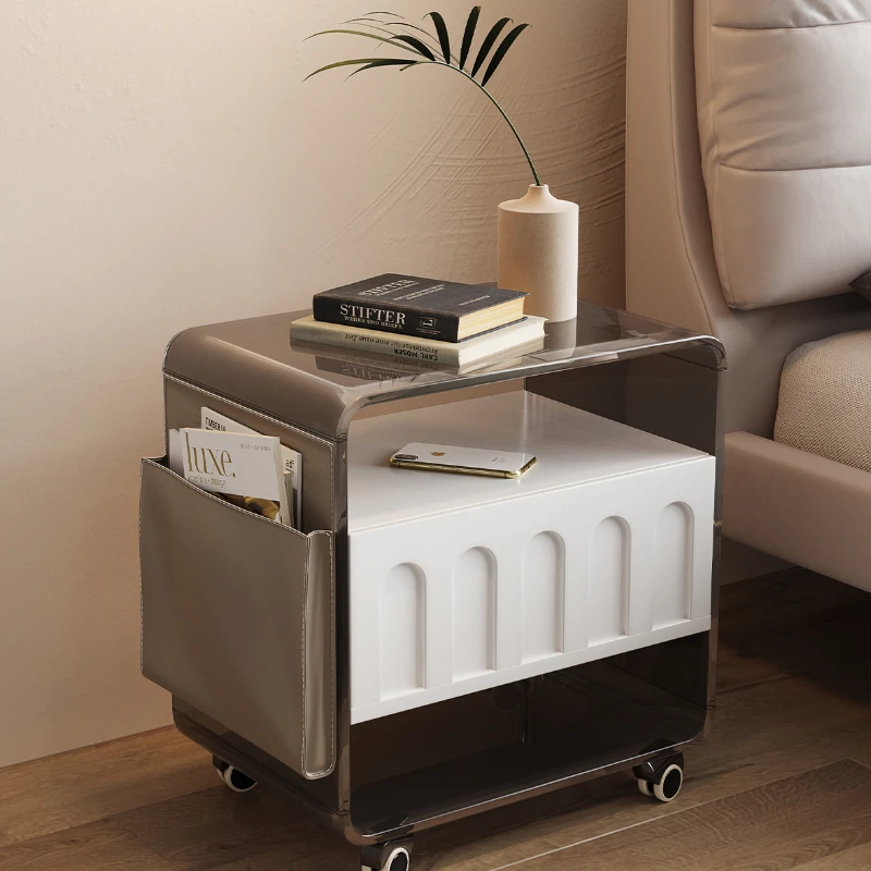 

Acrylic Bedside Table Modern Minimalist Bedroom Storage Cabinet Corner Table Italian Nordic Minimalism Bedside Cabinet