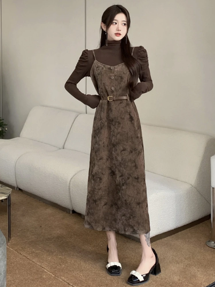 Комплекты платьев в стиле ретро женские майопардовые темпераментные топы с