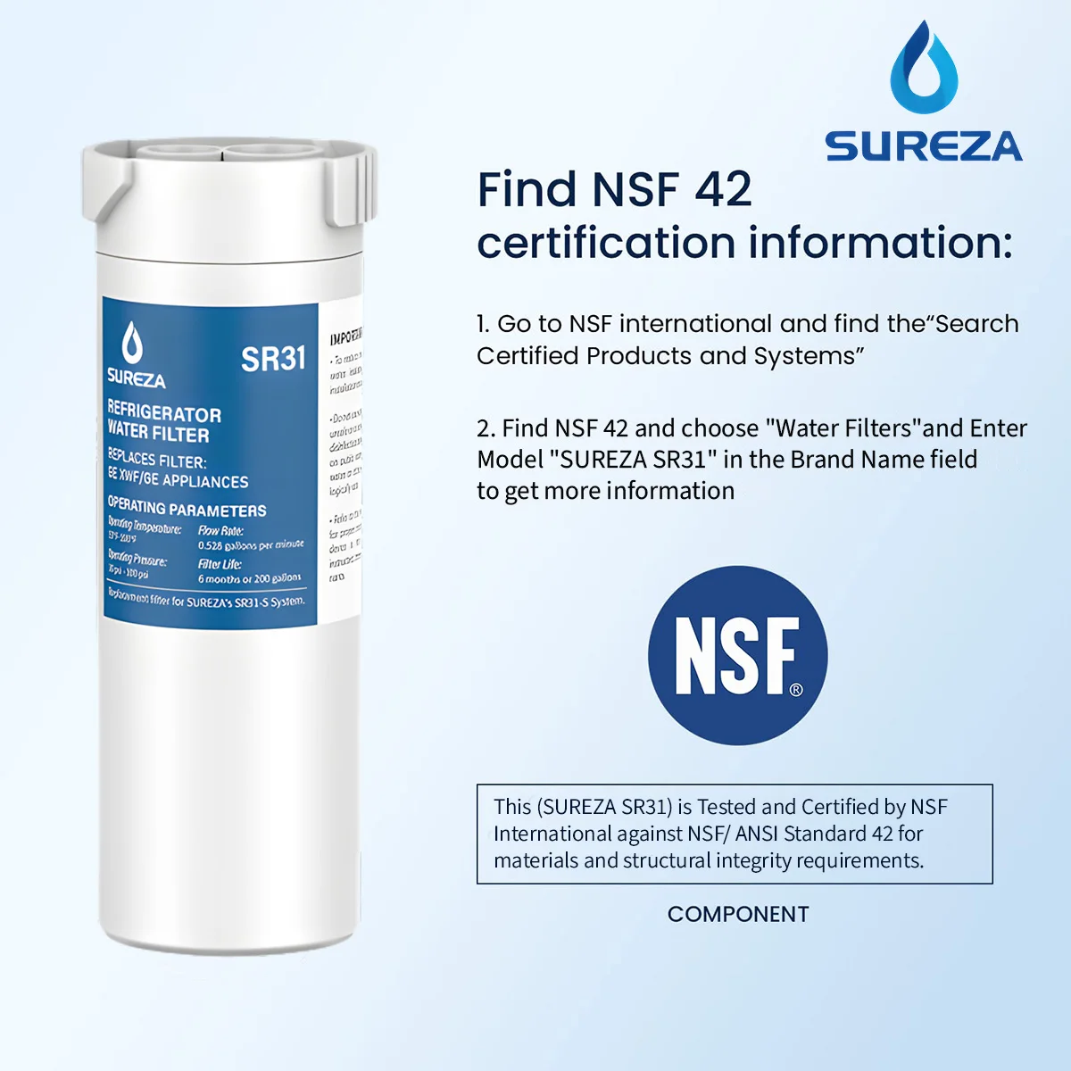 Замена фильтра для воды GE XWF холодильника (не XWFE) 1-3 упаковки