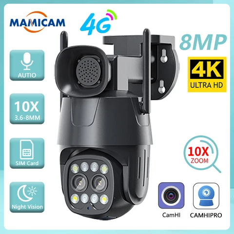 IP-Камера уличная с поддержкой Wi-Fi/4G, 8 Мп, 3,6-8 мм