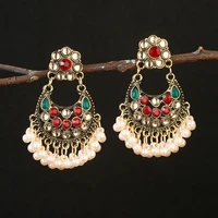 vintage elegant drop earrings for women 2022 new luxury crystal pearl tassel handmade earrings jewelry gifts wholesale