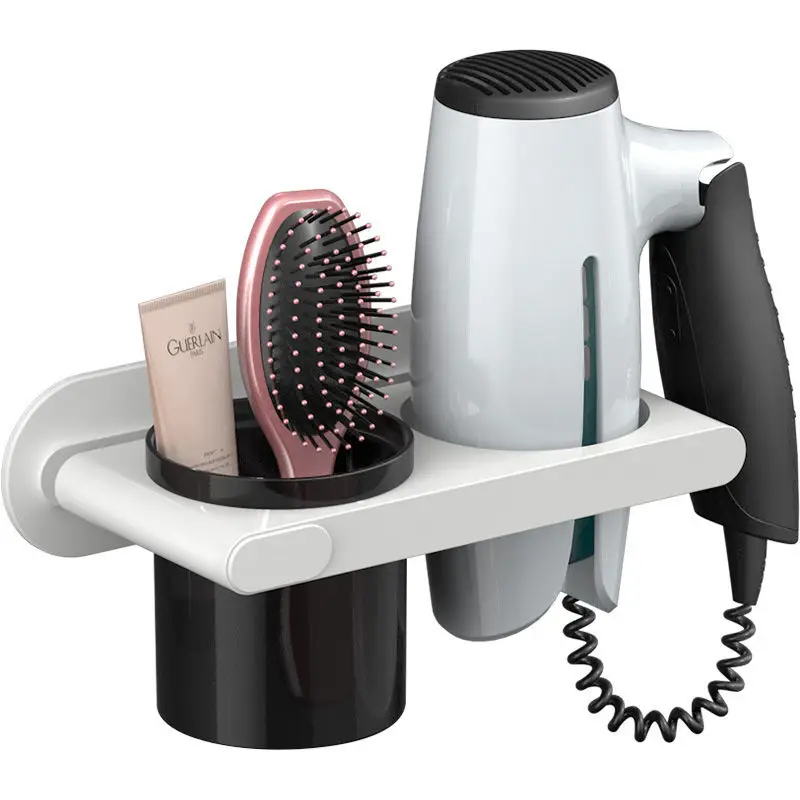 

Bathroom organizer Wall Mounted Hair Dryer Holder Self-Adhesive Hair Dryer Rack Punch-Free Bathroom Supplies Shelf Organizer