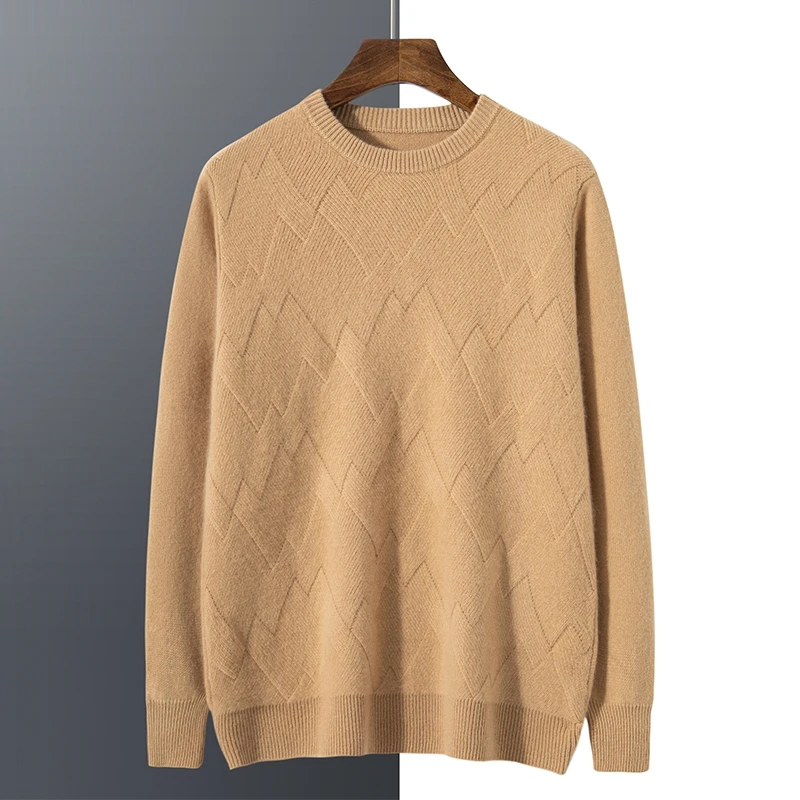 Новинка Осень-зима 100% кашемировый мужской утолщенный вязаный свитер с круглым