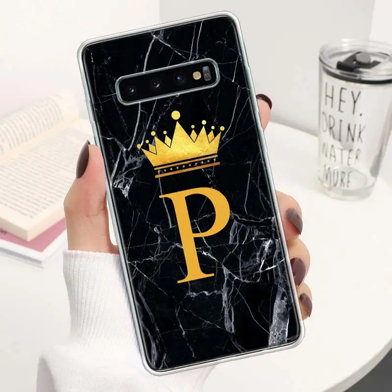 26 букв Корона пользовательский M Coque чехол для телефона Samsung Galaxy S24 S23 Ultra S22 S21 S20 FE S10