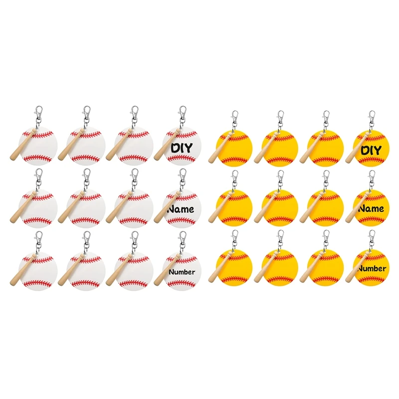 

Бейсбольный акриловый брелок, пустой комплект, 12 акриловых Ланьков, 12 поворотных карабинов с кольцами для ключей, 12 деревянных летучих мыше...