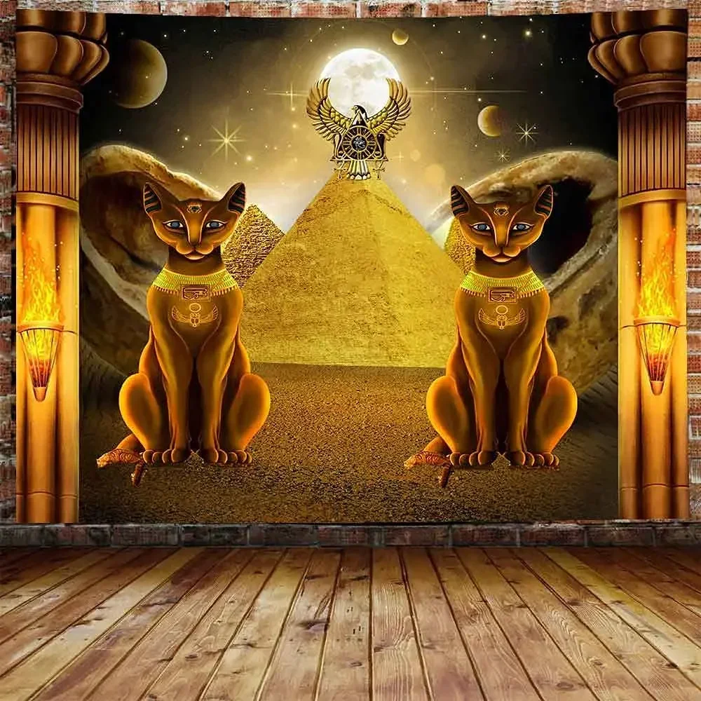 Гобелен в египетском стиле Древняя египетская кошка Бастет богиня Исиды анубис