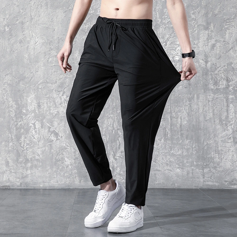 Black Sweatpants Men Women Ice Silk Quick Dry Spring Summer Thin Casual Loose Outdoor Fishing Climbing Male Sports Pants