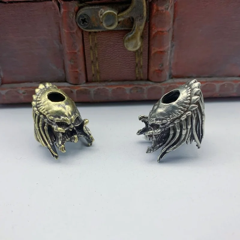 12G Alien Beast Face Iron Warrior Knife Bead Handmade Woven Paracord Lanyard DIY Pendants Jewelry Accessories Brass EDC Outdoor