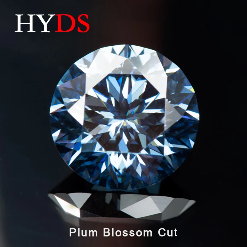 Муассанит камень сливы огранка круглой формы основной королевский синий цвет