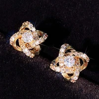 korean tiny exquisite geometry micro zircon earrings super shine for lady anniversary delicate rompantry luxury earrings pendant